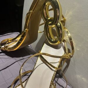 Gold Strappy Heels